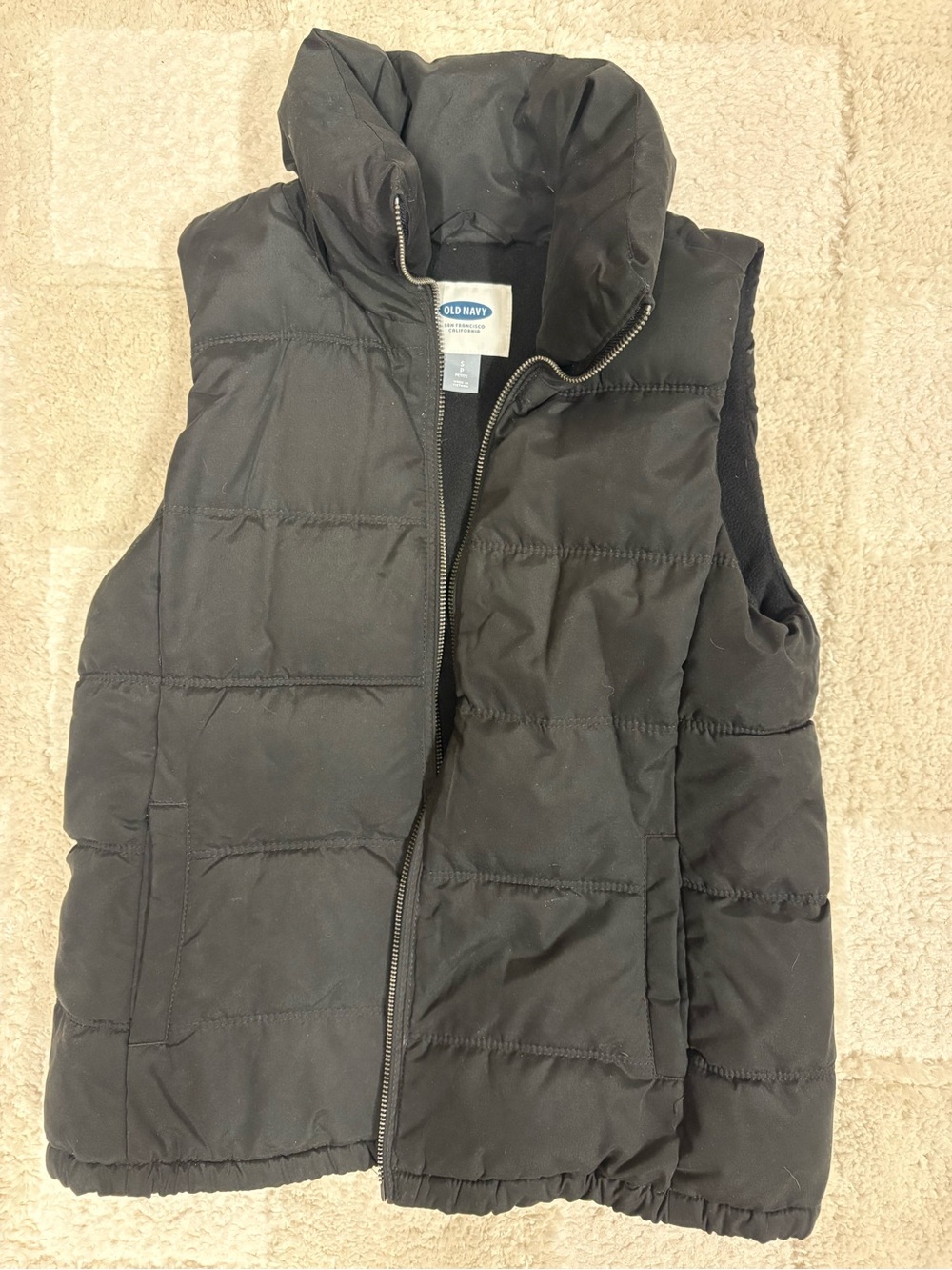 Old Navy Black Quilted Vest with Zip